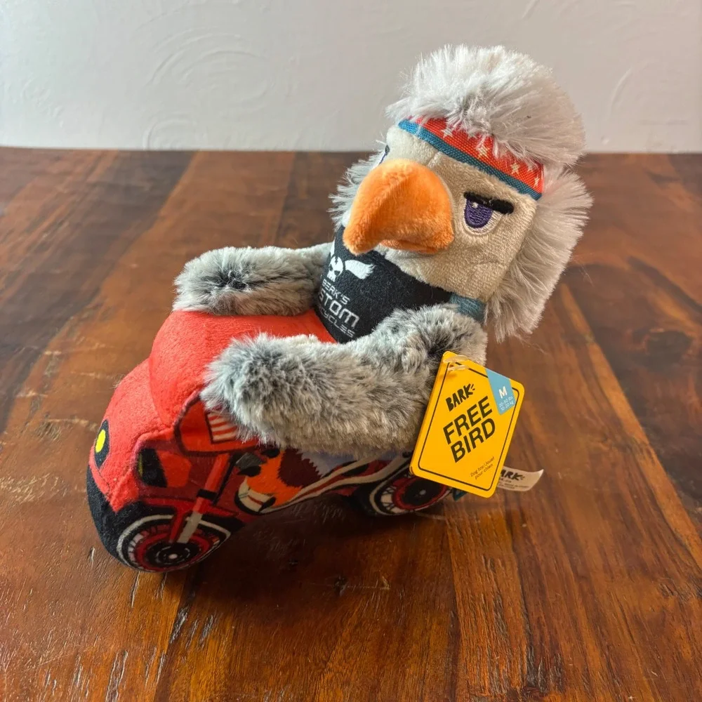 Bark Free Bird Eagle Biker Motorcycle Dog Toy Squeaker Crinkle Medium NEW NWT
